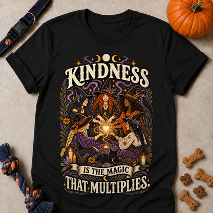 Kindness Is The Magic That Multiplies Colored Print T-Shirt - Black - Brooke & Belle