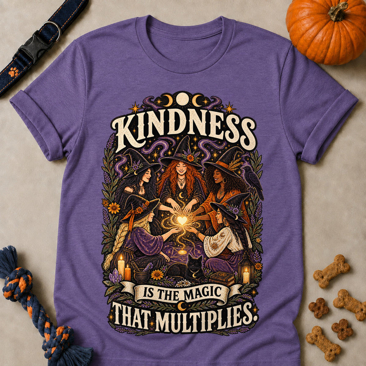 Kindness Is The Magic That Multiplies Colored Print T-Shirt - Heather Purple - Brooke & Belle