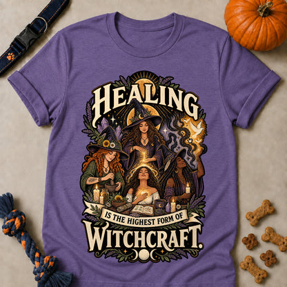 Healing Is The Highest Form Of Witchcraft Colored Print T-Shirt - Heather Purple - Brooke & Belle