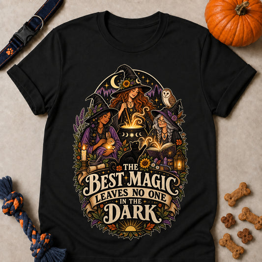 The Best Magic Leaves No One In The Dark Colored Print T-Shirt - Black - Brooke & Belle