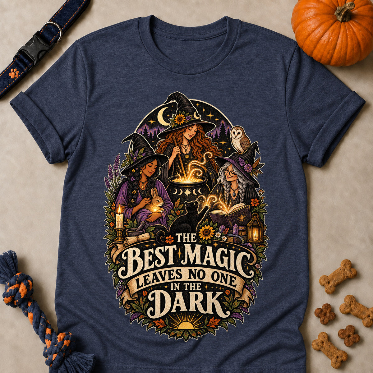 The Best Magic Leaves No One In The Dark Colored Print T-Shirt - Heather Navy - Brooke & Belle