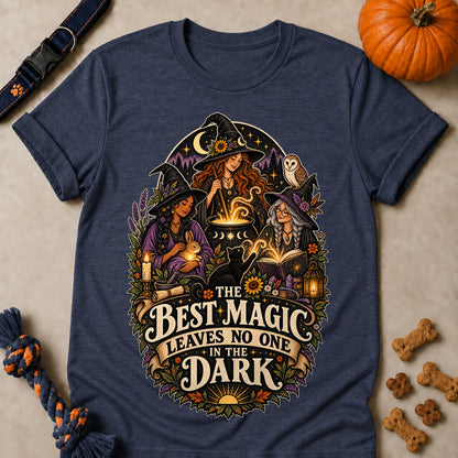 The Best Magic Leaves No One In The Dark Colored Print T-Shirt - Heather Navy - Brooke & Belle
