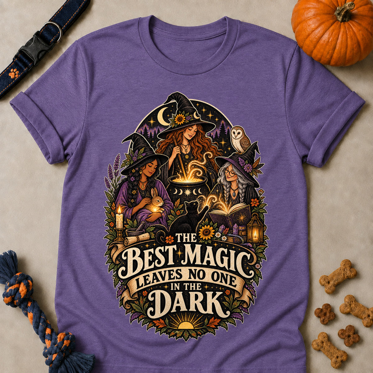 The Best Magic Leaves No One In The Dark Colored Print T-Shirt - Heather Purple - Brooke & Belle