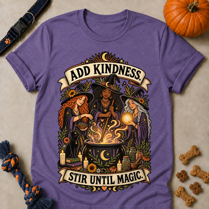 Add Kindness. Stir Until Magic Colored Print T-Shirt - Heather Purple - Brooke & Belle