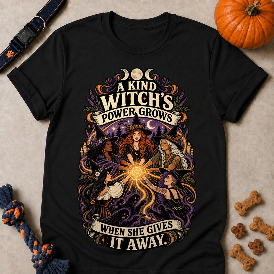 A Kind Witch's Power Grows When She Gives It Away Colored Print T-Shirt