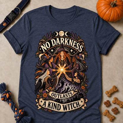 No Darkness Outlasts A Kind Witch Colored Print T-Shirt - Heather Navy - Brooke & Belle