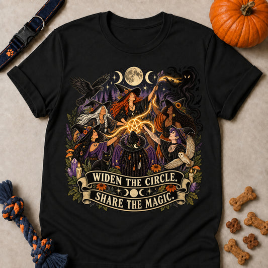 Widen The Circle. Share The Magic Colored Print T-Shirt - Black - Brooke & Belle