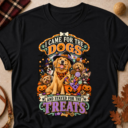 I Came For The Dogs And Stayed For The Treats Colored Print T-Shirt - Black - Brooke & Belle