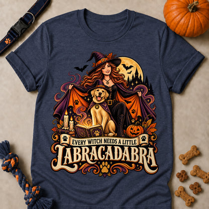 Every Witch Needs A Little Labracadabra Colored Print T-Shirt - Heather Navy - Brooke & Belle