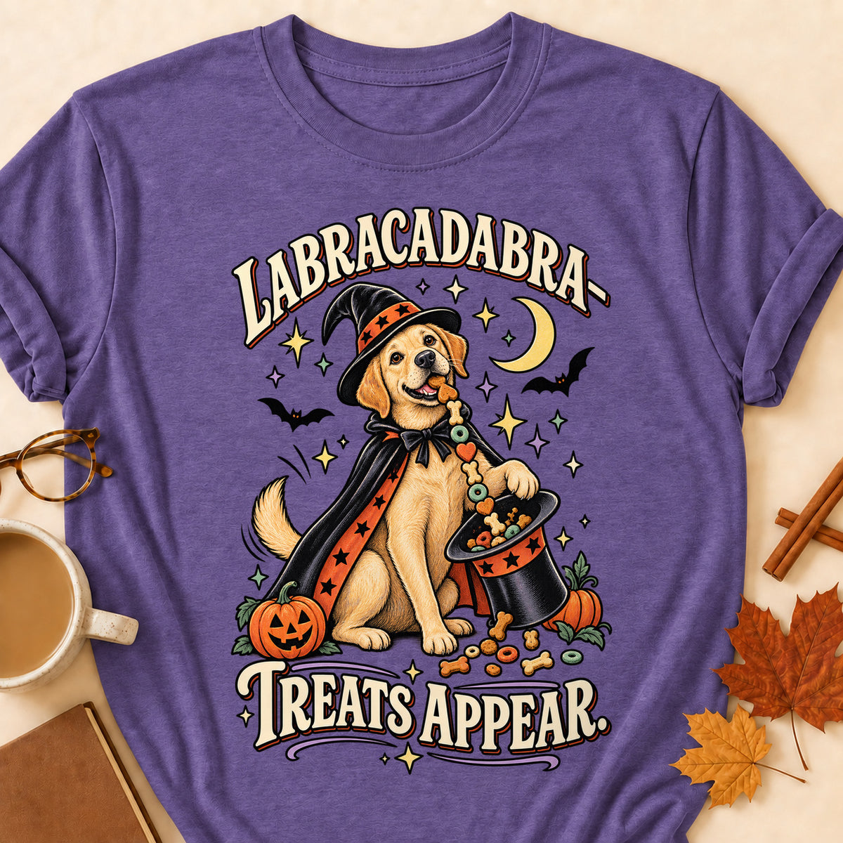 Labracadabra! Treats Appear Colored Print T-Shirt - Heather Purple - Brooke & Belle