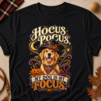 Hocus Pocus, My Dog Is My Focus Colored Print T-Shirt - Black - Brooke & Belle