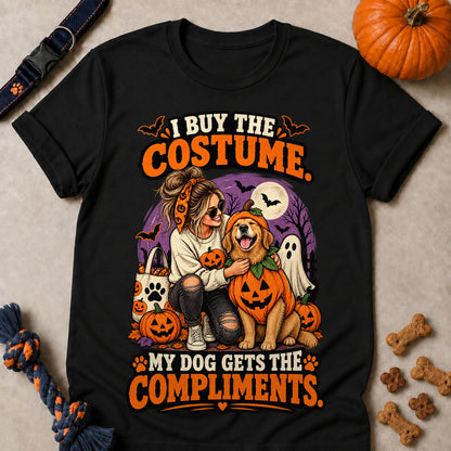 I Buy The Costume. My Dog Gets The Compliments Colored Print T-Shirt - Black - Brooke & Belle