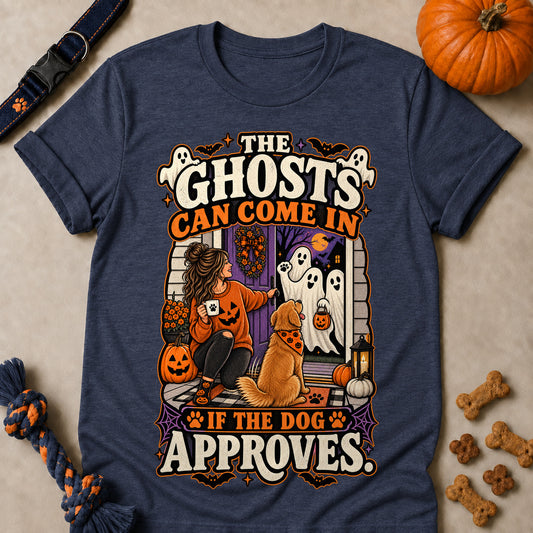 The Ghosts Can Come In If The Dog Approves Colored Print T-Shirt - Heather Navy - Brooke & Belle