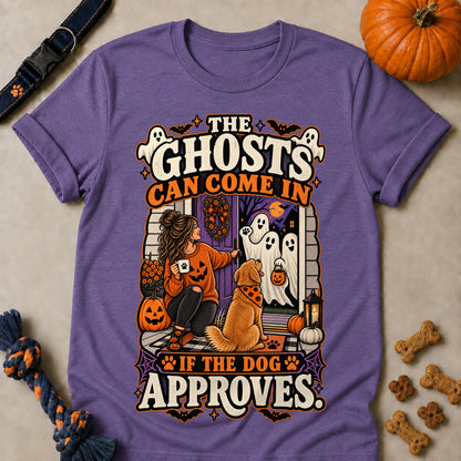 The Ghosts Can Come In If The Dog Approves Colored Print T-Shirt - Heather Purple - Brooke & Belle