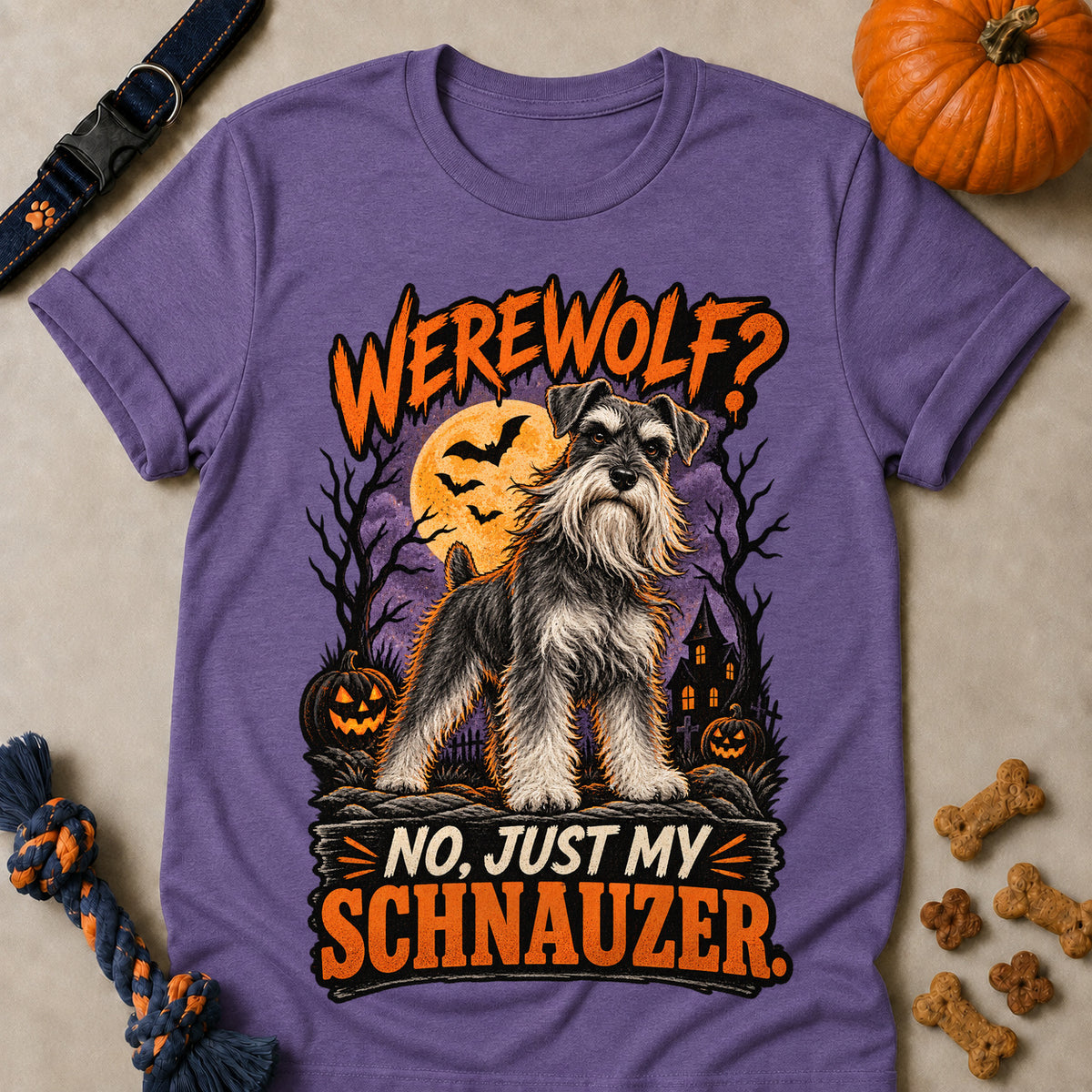 Werewolf? No, Just My Schnauzer Colored Print T-Shirt - Heather Purple - Brooke & Belle