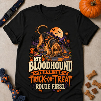 My Bloodhound Found The Trick-Or-Treat Route First Colored Print T-Shirt - Black - Brooke & Belle