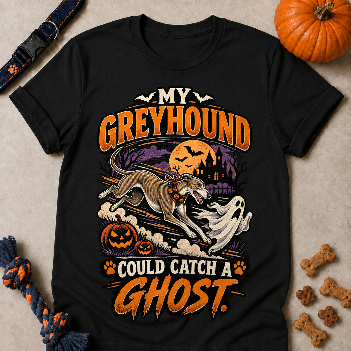 My Greyhound Could Catch A Ghost Colored Print T-Shirt - Black - Brooke & Belle
