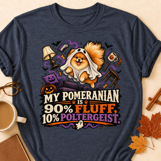 My Pomeranian Is 90% Fluff, 10% Poltergeist Colored Print T-Shirt - Heather Navy - Brooke & Belle