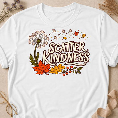 Scatter Kindness Fall Colored Print T-Shirt - White - Brooke & Belle