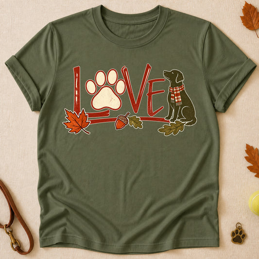 Love Paw Fall Colored Print T-Shirt - Military Green - Brooke & Belle
