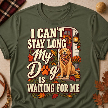 Dog Is Waiting For Me Fall Colored Print T-Shirt - Military Green - Brooke & Belle