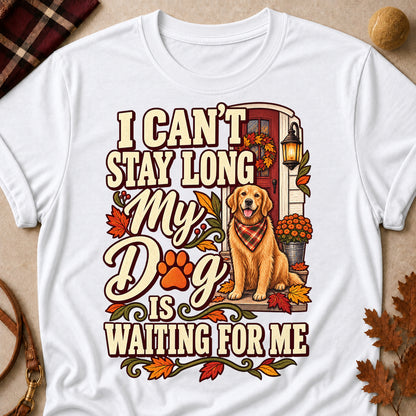 Dog Is Waiting For Me Fall Colored Print T-Shirt - White - Brooke & Belle