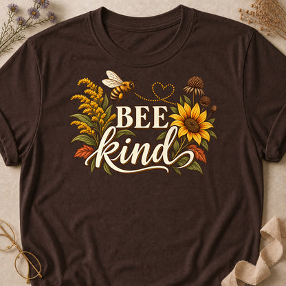 Bee Kind Fall Colored Print T-Shirt - Dark Chocolate - Brooke & Belle