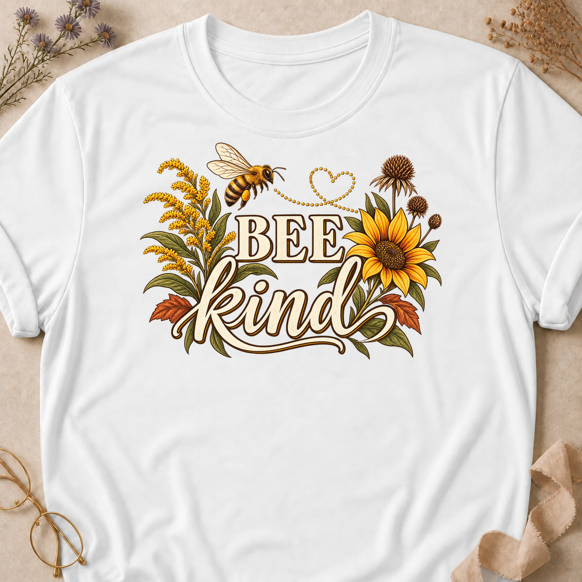 Bee Kind Fall Colored Print T-Shirt - White - Brooke & Belle
