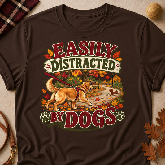 Easily Distracted By Dogs Fall Colored Print T-Shirt - Dark Chocolate - Brooke & Belle