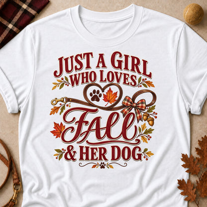 Girl Loves Fall Dog Colored Print T-Shirt - White - Brooke & Belle