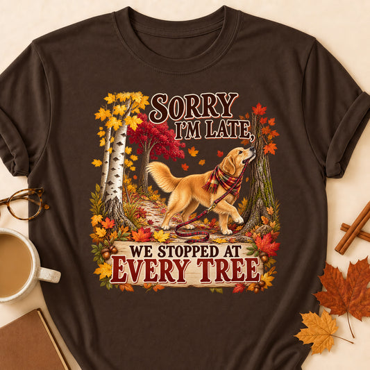 Sorry Late Every Tree Colored Print T-Shirt - Dark Chocolate - Brooke & Belle