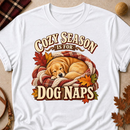 Cozy Season Dog Naps Colored Print T-Shirt - White - Brooke & Belle