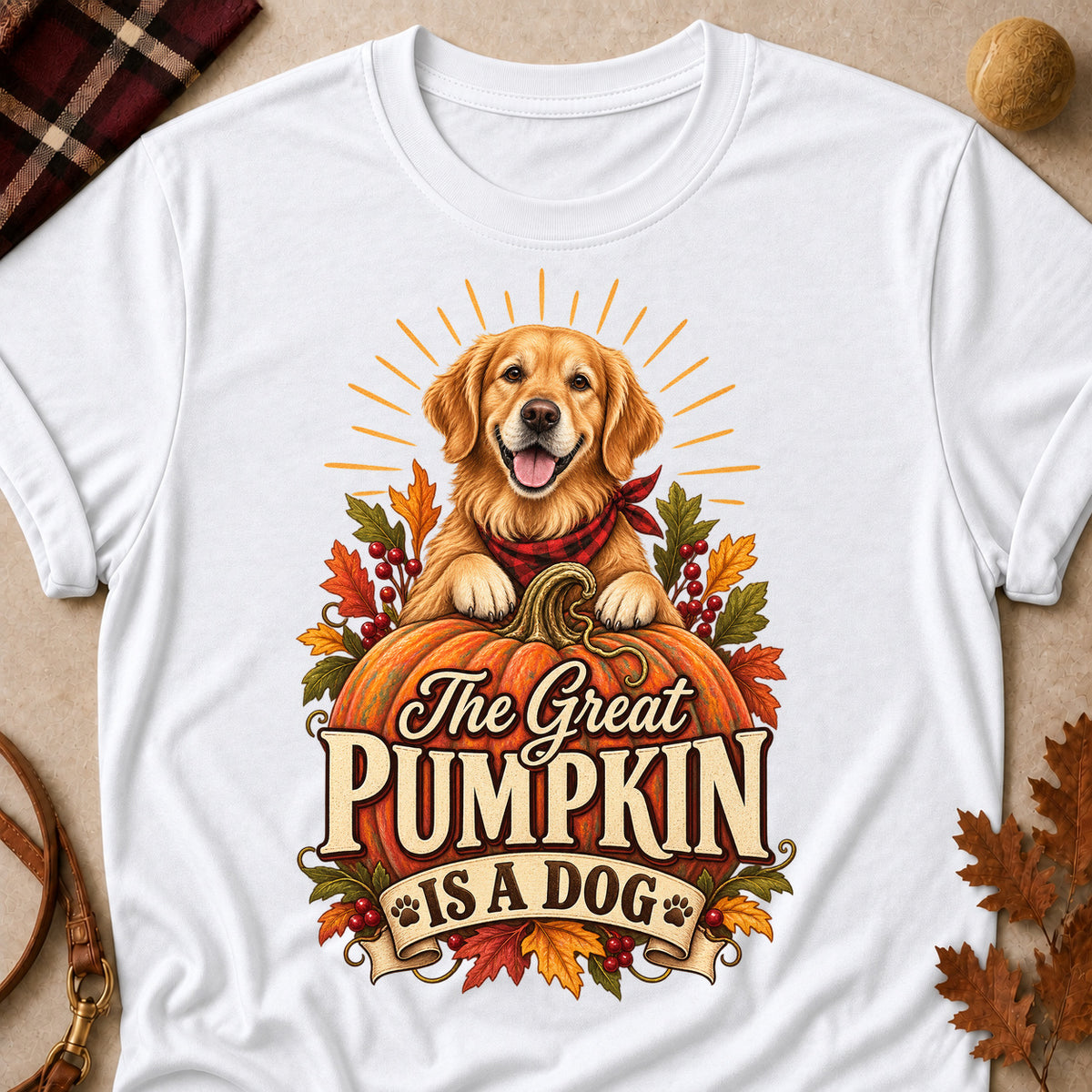 Great Pumpkin Dog Colored Print T-Shirt - White - Brooke & Belle