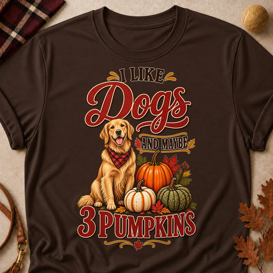 Dogs 3 Pumpkins Colored Print T-Shirt - Dark Chocolate - Brooke & Belle