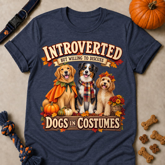 Introverted Dogs Costumes Colored Print T-Shirt - Heather Navy - Brooke & Belle
