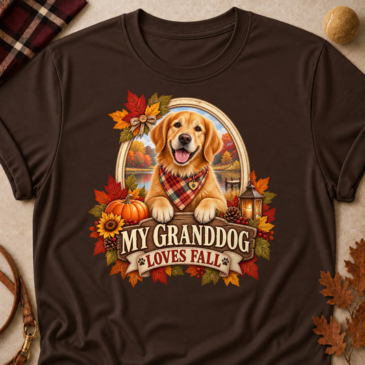 Granddog Loves Fall Colored Print T-Shirt - Dark Chocolate - Brooke & Belle