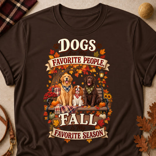 Dogs Favorite People Fall Season Colored Print T-Shirt - Dark Chocolate - Brooke & Belle