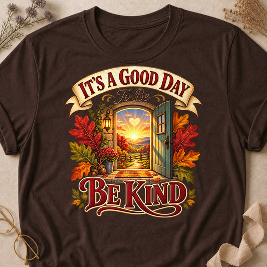 Good Day Be Kind Colored Print T-Shirt - Dark Chocolate - Brooke & Belle