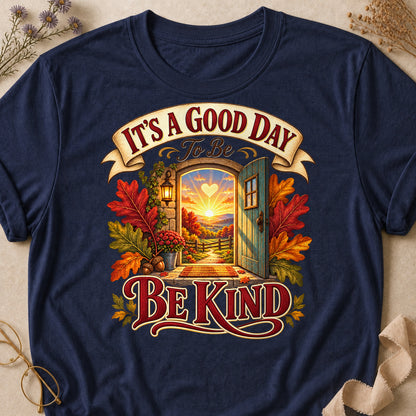Good Day Be Kind Colored Print T-Shirt - Heather Navy - Brooke & Belle