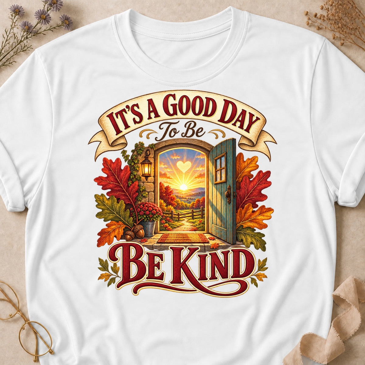 Good Day Be Kind Colored Print T-Shirt - White - Brooke & Belle