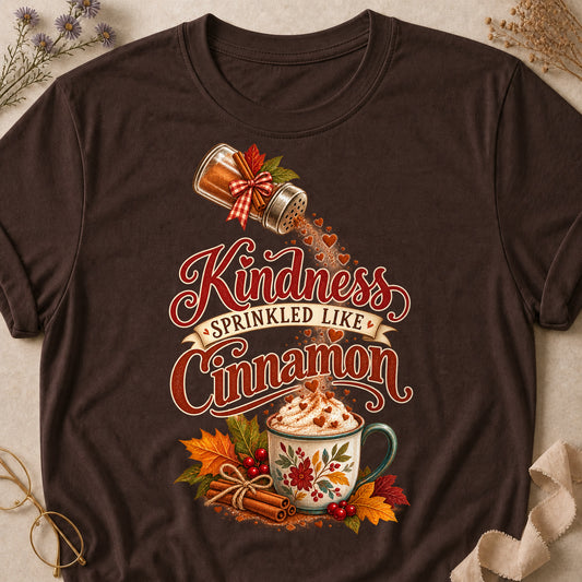 Kindness Cinnamon Colored Print T-Shirt - Dark Chocolate - Brooke & Belle