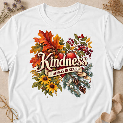 Kindness Always In Season Colored Print T-Shirt - White - Brooke & Belle