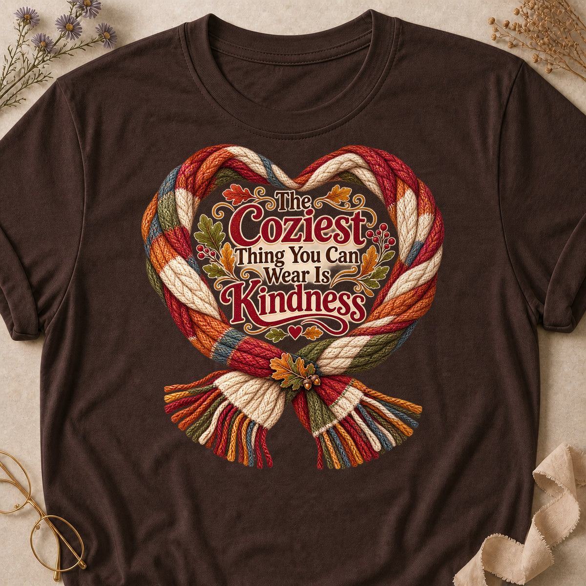 Coziest Wear Kindness Colored Print T-Shirt - Dark Chocolate - Brooke & Belle