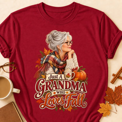 Grandma Loves Fall Colored Print T-Shirt - Cardinal Red - Brooke & Belle
