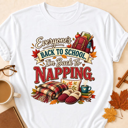 Back To School Napping Colored Print T-Shirt - White - Brooke & Belle
