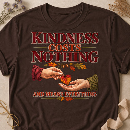 Kindness Costs Nothing And Means Everything Fall Colored Print T-Shirt - Dark Chocolate - Brooke & Belle