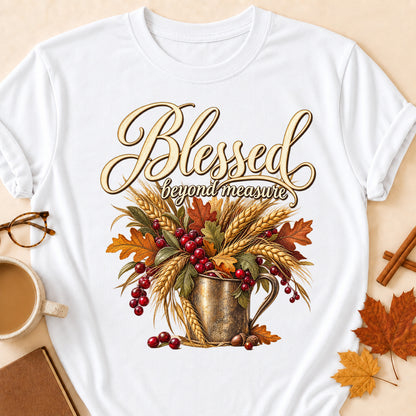 Blessed Beyond Measure Fall Colored Print T-Shirt - White - Brooke & Belle