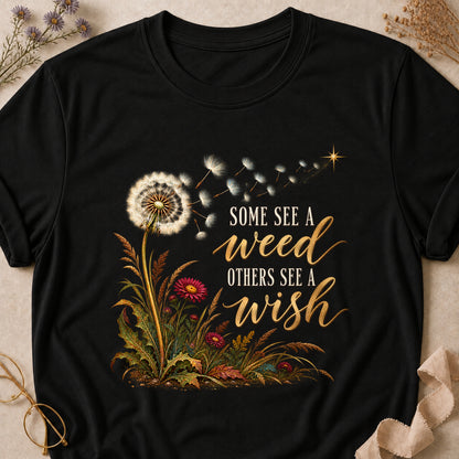 Some See A Weed Others See A Wish Fall Colored Print T-Shirt - Black - Brooke & Belle
