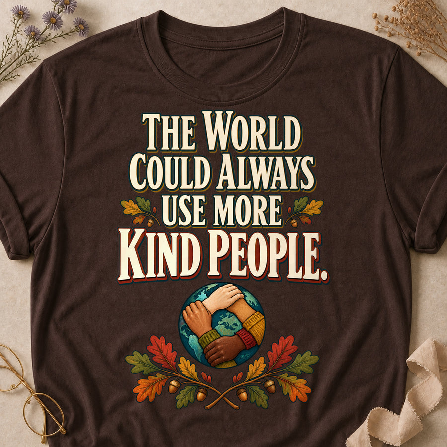 The World Could Always Use More Kind People Fall Colored Print T-Shirt