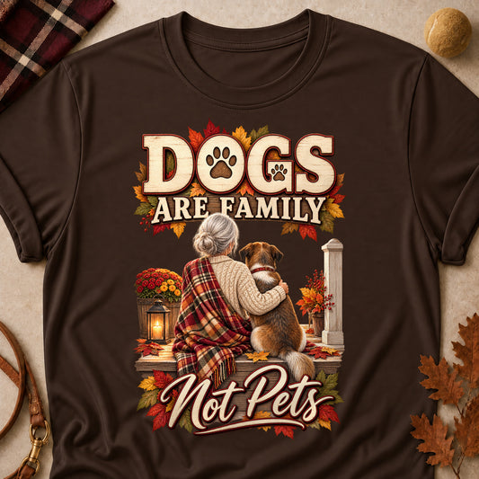 Dogs Are Family Not Pets Fall Colored Print T-Shirt - Dark Chocolate - Brooke & Belle